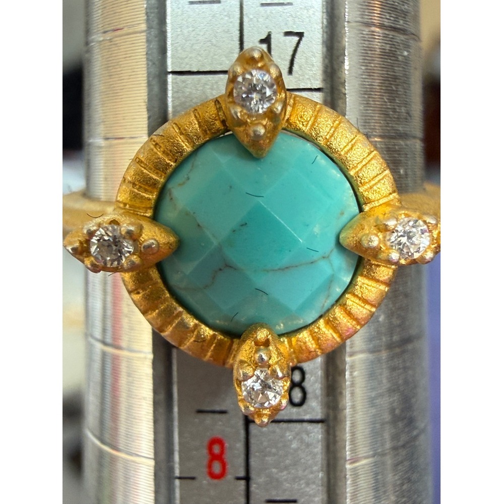 Freida Rothman Collection 925 Amazonian Allure Turquoise Ring CZ Size 7 Boho - Picture 2 of 9